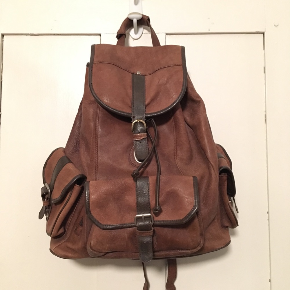 Vintage brown leather backpack